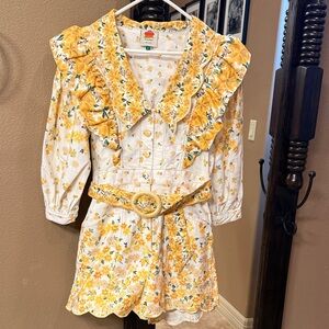 FARM Rio Yellow and White Floral Romper